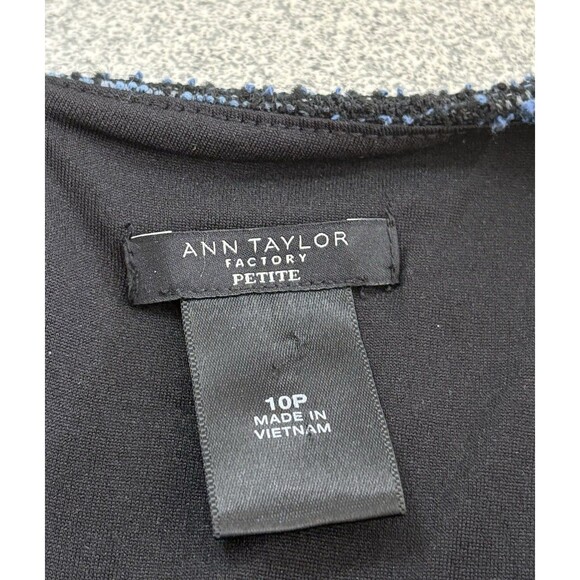 Ann Taylor Petite Womens Sz 10P Blue Black Tweed Lined Sleeveless Sheath Dress - Picture 2 of 7